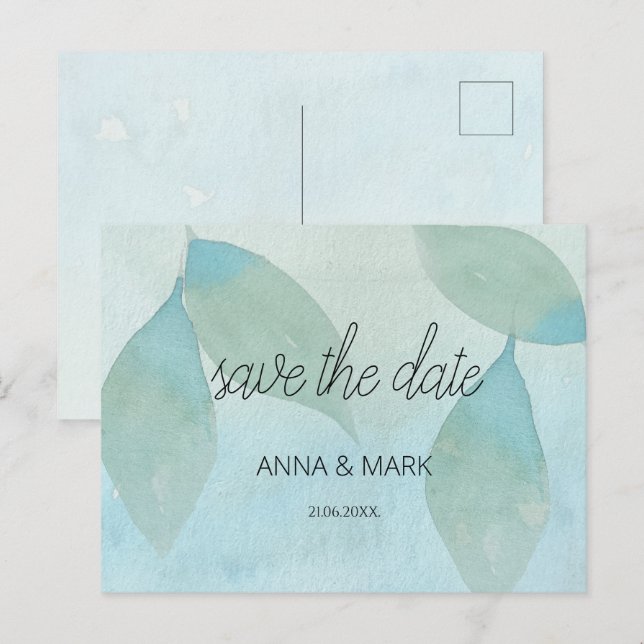 Ocean Blue Green Watercolor Transparent Original Holiday Postcard (Front/Back)