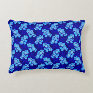 Ocean Blue Honu Turtles Hibiscus Flowers Accent Pillow