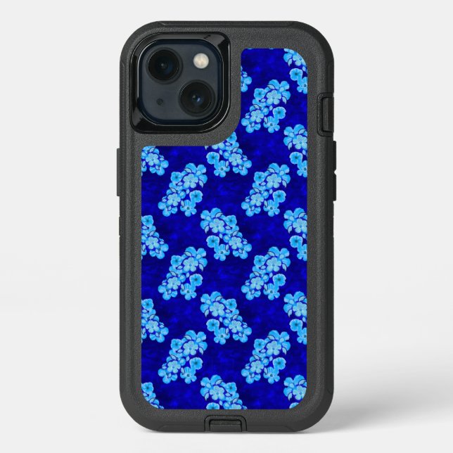 Ocean Blue Honu Turtles Hibiscus Flowers Otterbox iPhone Case (Back)