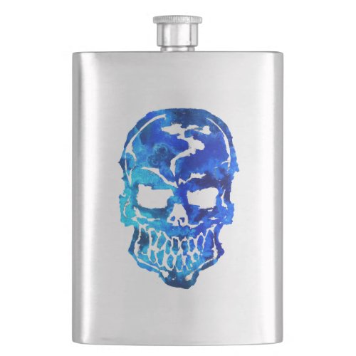 Ocean Blue Human Skull Flask