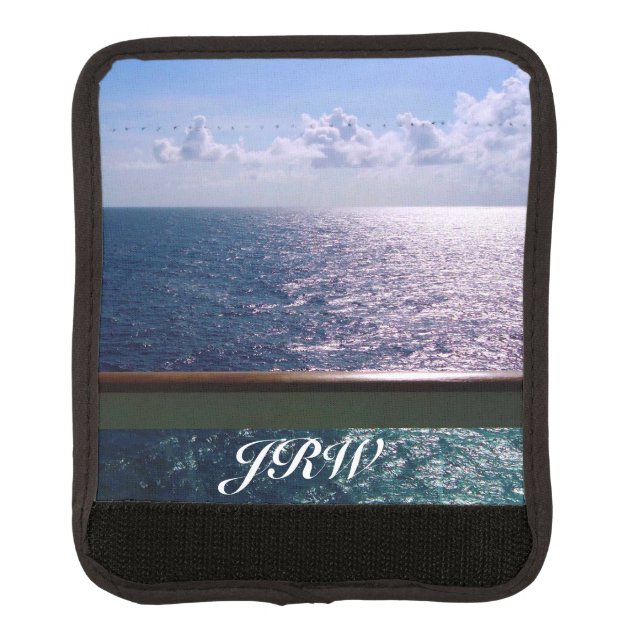 Ocean Blue HW1M Monogrammed Luggage Handle Wrap (Front)