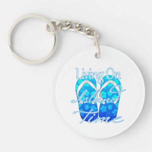 Ocean Blue Island Time Keychain