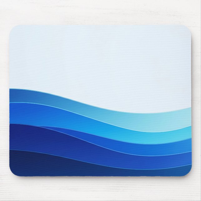 Ocean Blue Layered Wave Mouse Pad (Front)