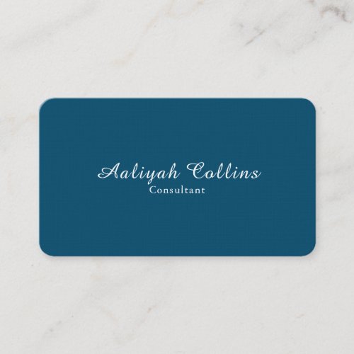 Ocean Blue Linen Minimalist Professional Modern Business Card