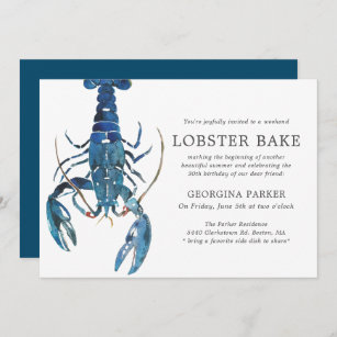 Ocean Blue Lobster Bake Birthday Invitation