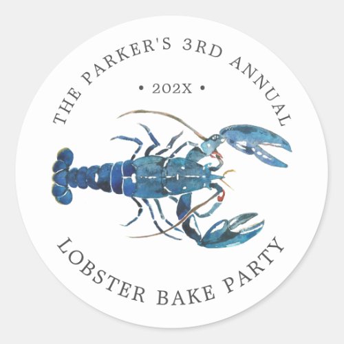Ocean Blue Lobster Bake Classic Round Sticker
