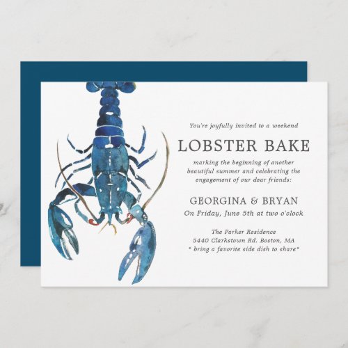Ocean Blue Lobster Bake Engagement Dinner Invitation