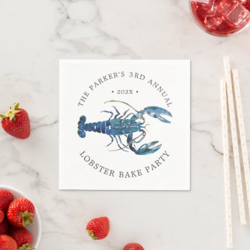 Ocean Blue Lobster Bake Napkins by colorjungle at Zazzle