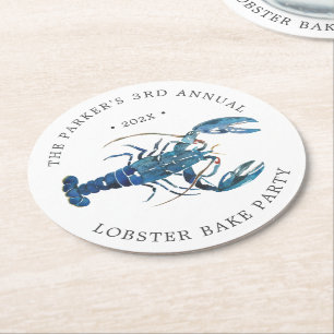 Ocean Blue Lobster Bake Round Paper Coaster