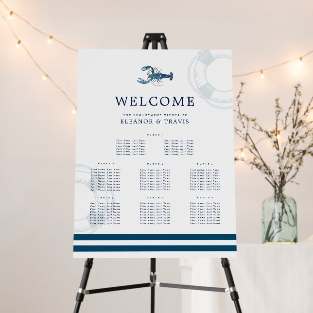 Ocean Blue Lobster | Lifesaver Bouy Seating Chart  Foam Board (In Situ (Stand))