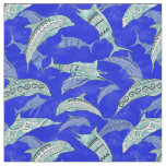 Ocean Blue Marine Animals Dolphins Marlins Fabric