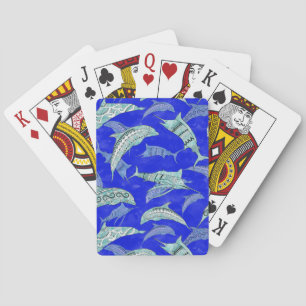 Ocean Blue Marine Animals Dolphins Marlins Poker Cards