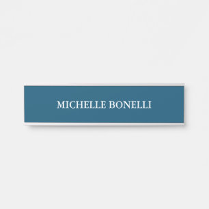 Ocean Blue Minimalist Plain Modern Door Sign