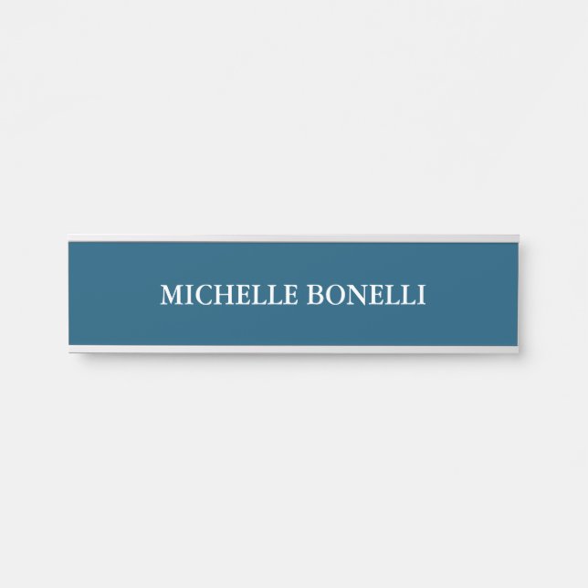 Ocean Blue Minimalist Plain Modern Door Sign (Front)