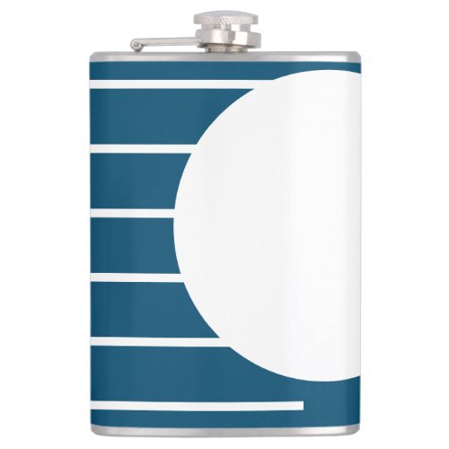 Ocean Blue  Modern Lines and Circle in white Flask