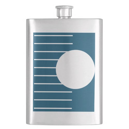 Ocean Blue  Modern Lines and Circle in white Flask