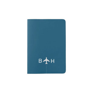 Ocean Blue Monogrammed Airplane Travel Passport Ho Holder