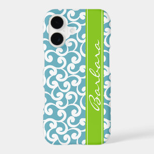 Ocean Blue Monogrammed Elements Print  iPhone 17 Case