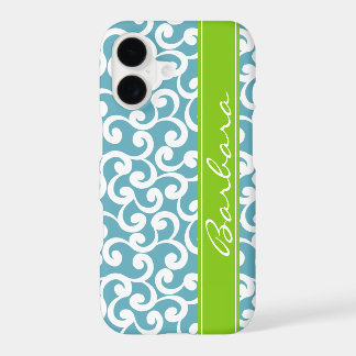 Ocean Blue Monogrammed Elements Print  iPhone 17 Case