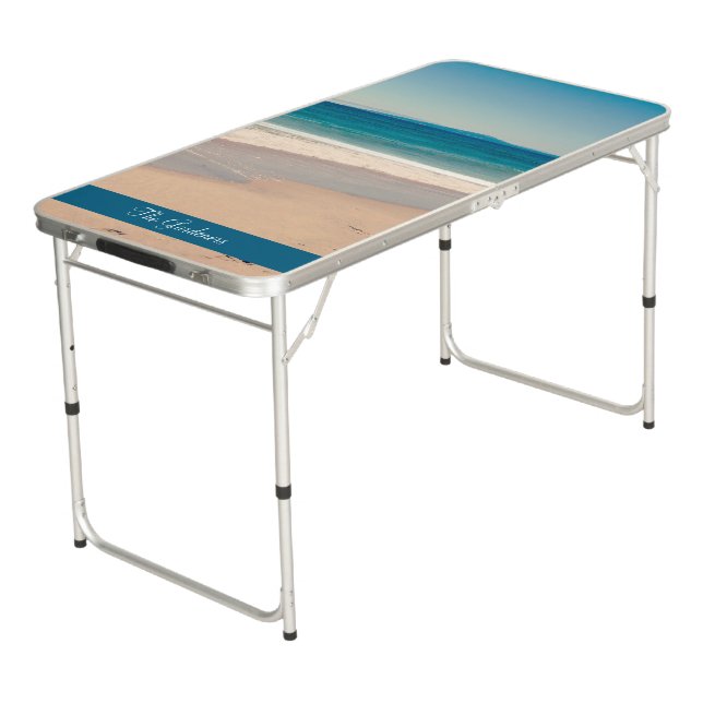 Ocean Blue Monterey Bay Beach Photo Beer Pong Table (Angled)