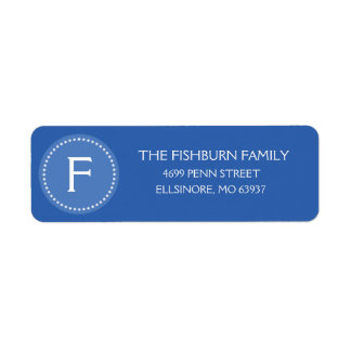 Ocean Blue Muted Monogram Custom Monogrammed Label