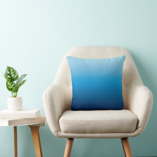 Ocean Blue Ombre Aqua Blue Throw Pillow