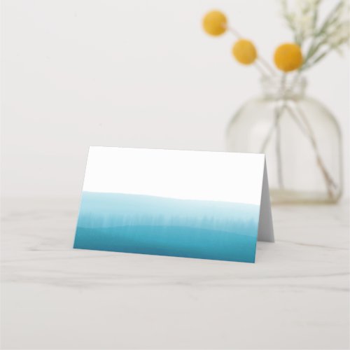 Ocean Blue Ombre Watercolor Blank Table Guest Place Card