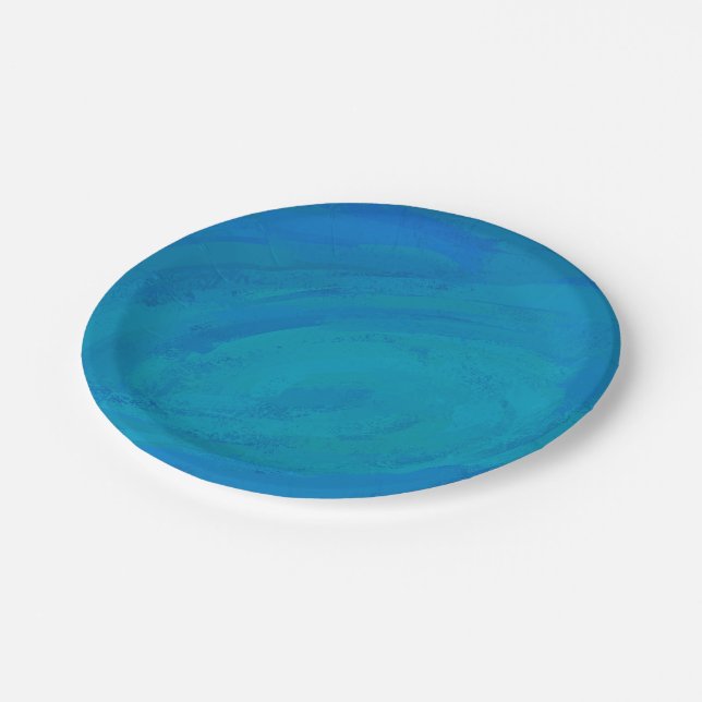 Ocean Blue Paper Plates (Angled)