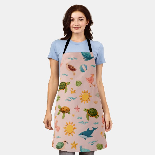 Ocean Blue Paradise All-Over Print Apron Gift (Worn)