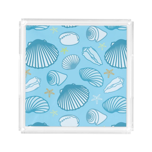 Ocean Blue Pattern Acrylic Tray (Front)