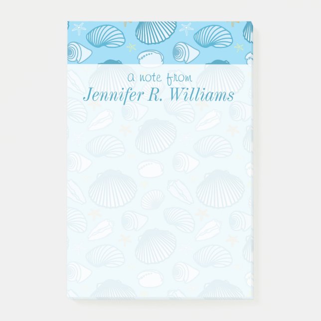 Ocean Blue Pattern | Add Your Name Post-it Notes (Front)