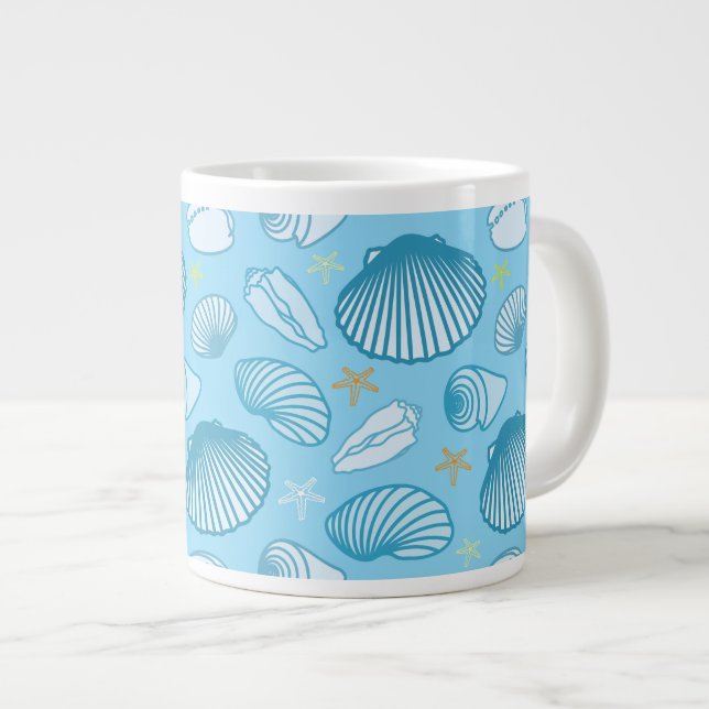 Ocean Blue Pattern Giant Coffee Mug (Front Right)