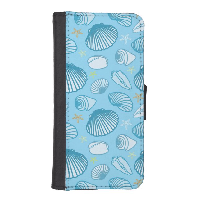 Ocean Blue Pattern iPhone Wallet Case (Front)
