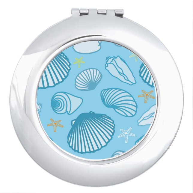 Ocean Blue Pattern Makeup Mirror (Front)