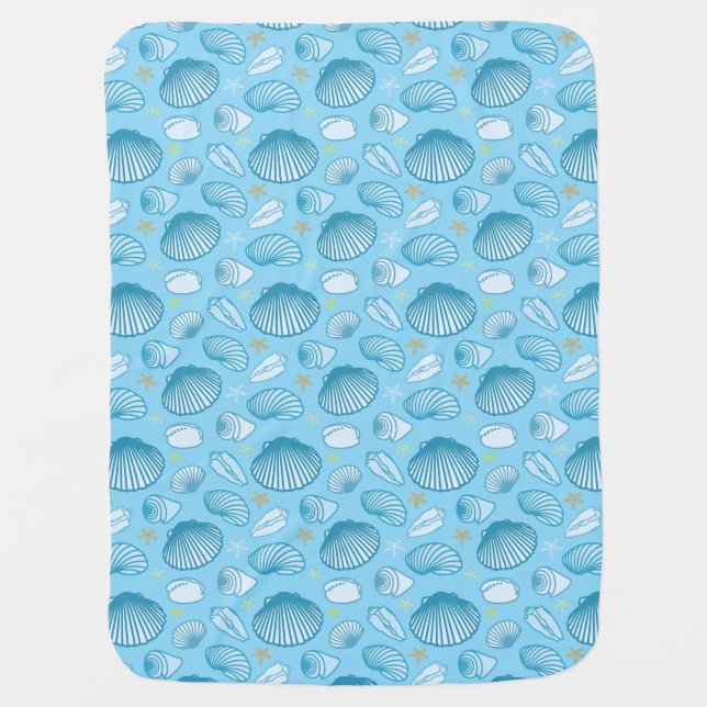 Ocean Blue Pattern Stroller Blanket (Front)