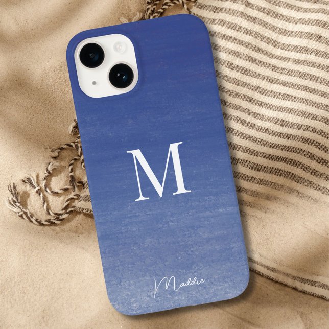 Ocean Blue Personalized Monogram Name  Case-Mate iPhone Case (Creator Uploaded)