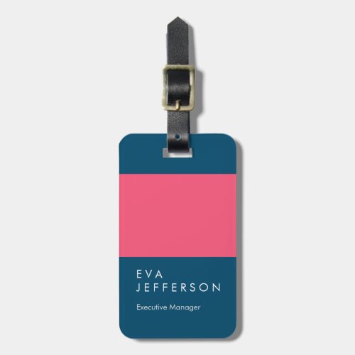 Ocean blue pink elegant unique modern luggage tag