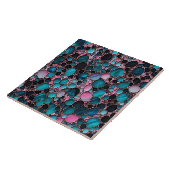 Ocean Blue Pink Gold Marble Popular Collection Ceramic Tile (Side)