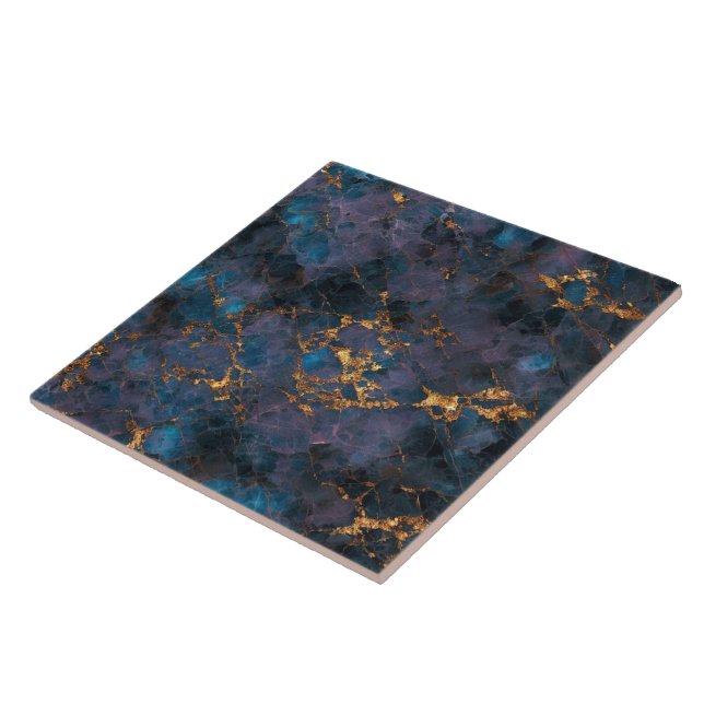 Ocean Blue Pink Gold Marble Trendy Collection Ceramic Tile (Side)