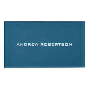 Ocean Blue Plain Elegant Contemporary Unique Name Tag