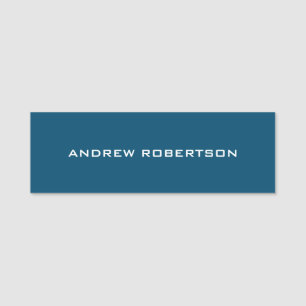 Ocean Blue Plain Elegant Contemporary Unique Name Tag