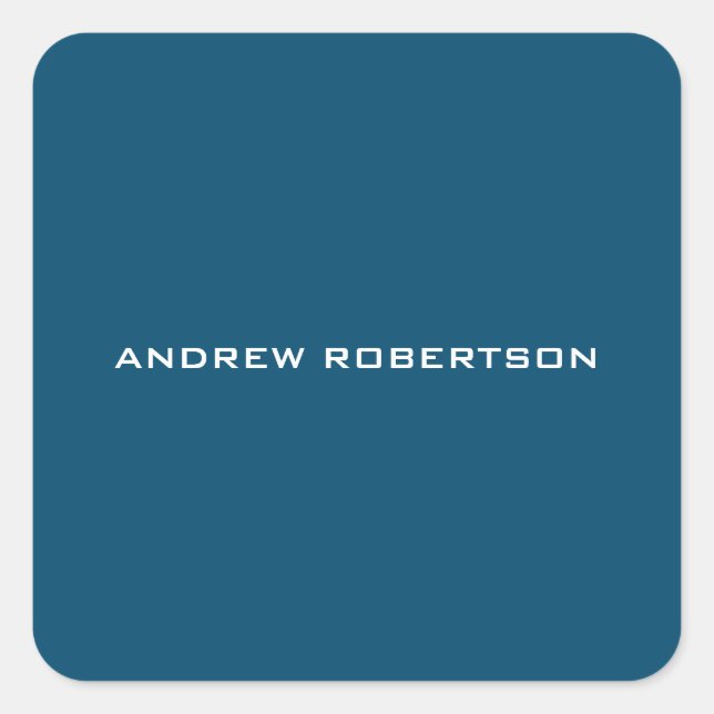 Ocean Blue Plain Elegant Contemporary Unique Square Sticker (Front)
