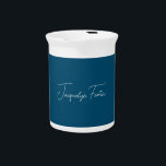 Ocean Blue Plain Elegant Minimalist Calligraphy Beverage Pitcher<br><div class="desc">Represent yourself with this modern,  elegant design. This template can be customized to meet all professional occupations.</div>