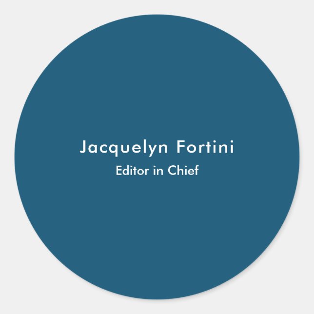 Ocean Blue Plain Elegant Modern Minimalist Classic Round Sticker (Front)