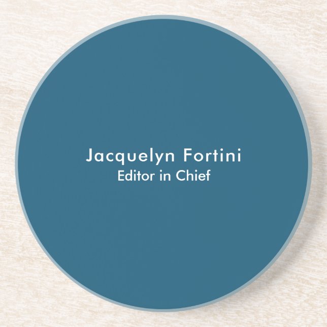 Ocean Blue Plain Elegant Modern Minimalist Coaster (Front)
