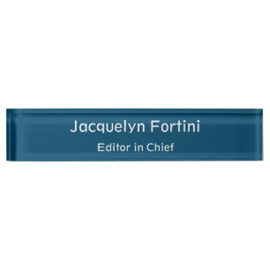 Ocean Blue Plain Elegant Modern Minimalist Desk Name Plate