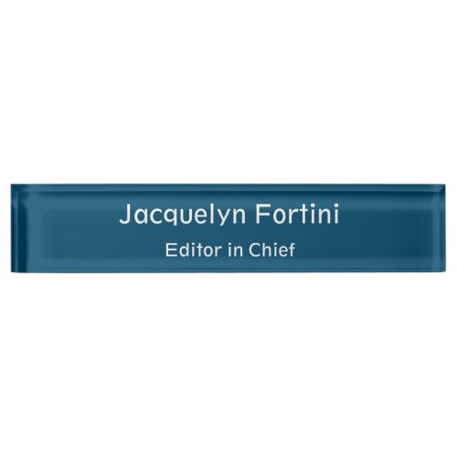 Ocean Blue Plain Elegant Modern Minimalist Desk Name Plate