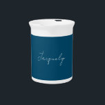 Ocean Blue Plain Elegant Modern Minimalist Name Beverage Pitcher<br><div class="desc">Represent yourself with this modern,  elegant design. This template can be customized to meet all professional occupations.</div>