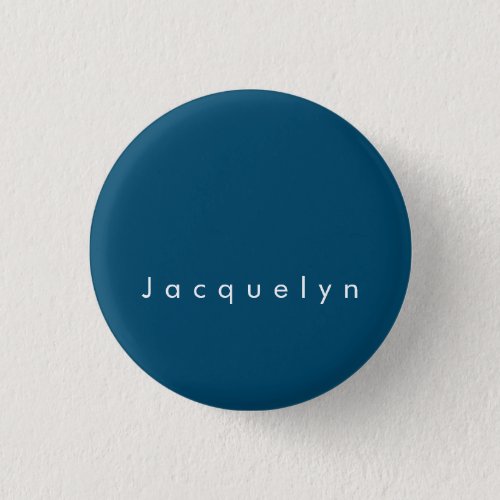Ocean Blue Plain Elegant Modern Minimalist Name Button