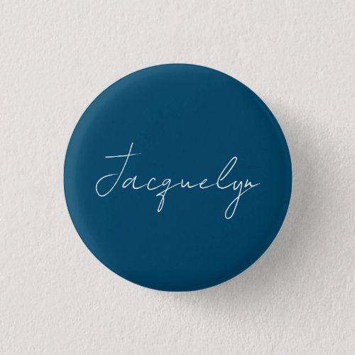 Ocean Blue Plain Elegant Modern Minimalist Name Button